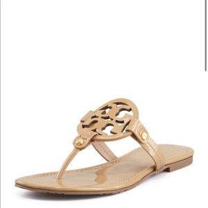 Tory Burch Miller Patent Leather Nude Sandals 10